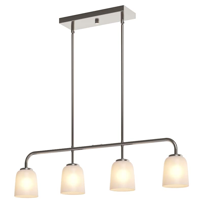 Metal Linear 4-Light Kitchen Island Pendant with Frosted White Glass Shades