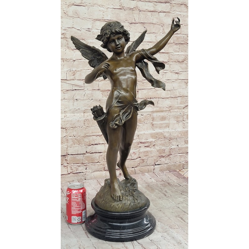 Vintage Style Bronze Putti Cherub Angel Child Cupid W/ Arrows Sculpture Statue