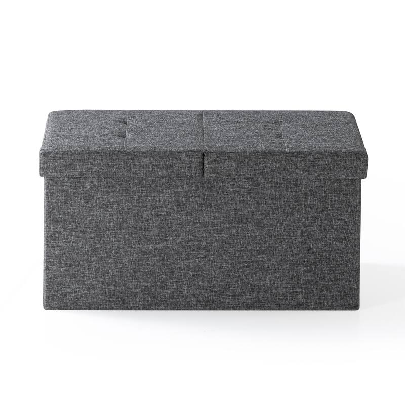 30 Inch Smart Lift Top Button Tufted Fabric Storage Ottoman by Crown Comfort