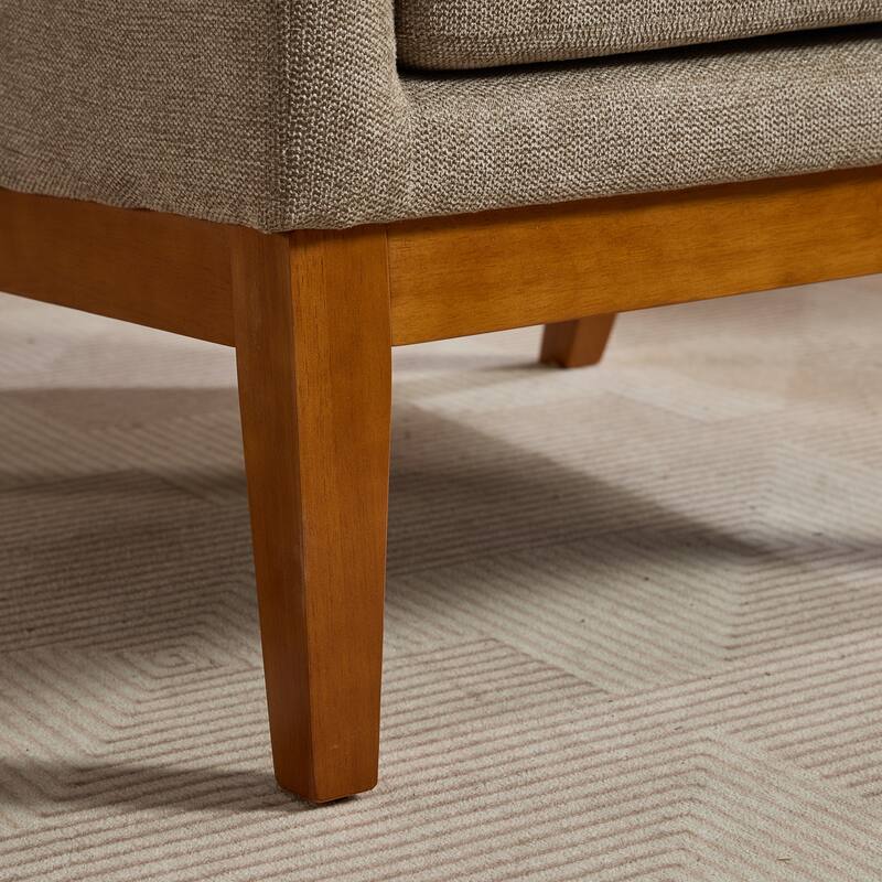 Modern High Back Accent Chair for Living Room, Upholstered Reading Armchair with Wood Legs, Single Club Chair Sofa for Lounge