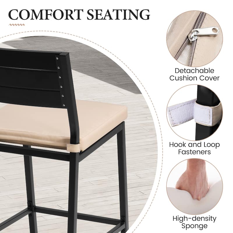 VredHom Outdoor Patio Barstools with Cushion - D 20.5 in. x W 17.3 in. x H 40.2 in.