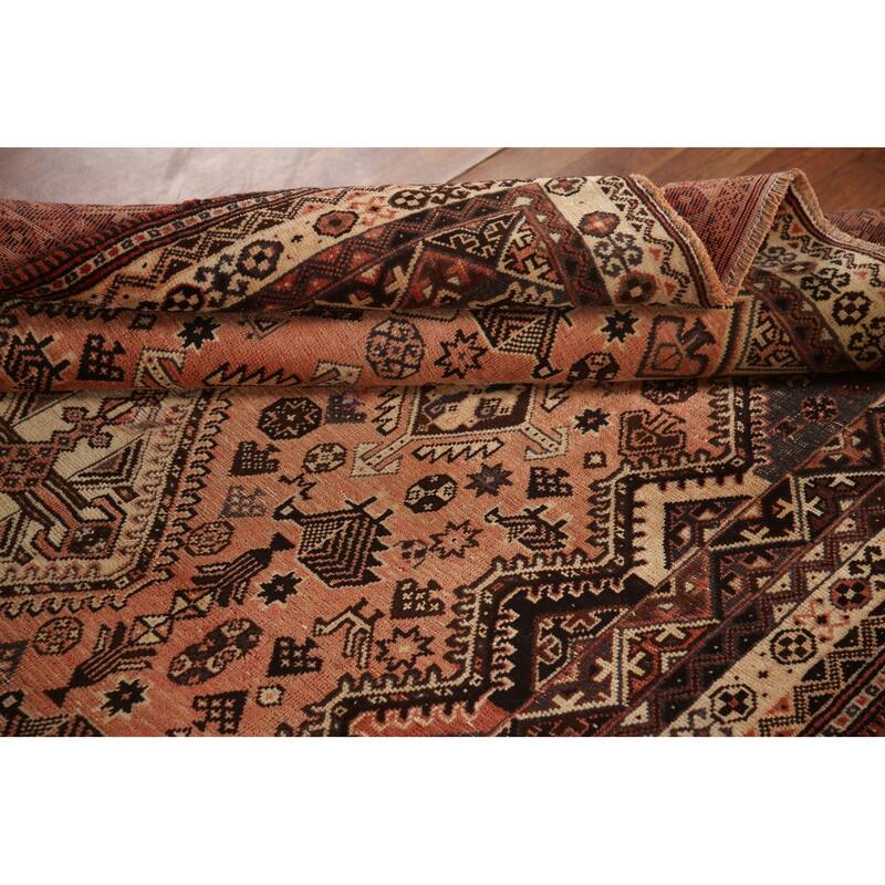 Tribal Shiraz Persian Vintage Area Rug Hand-Knotted Wool Carpet - 5'4"x 8'4"