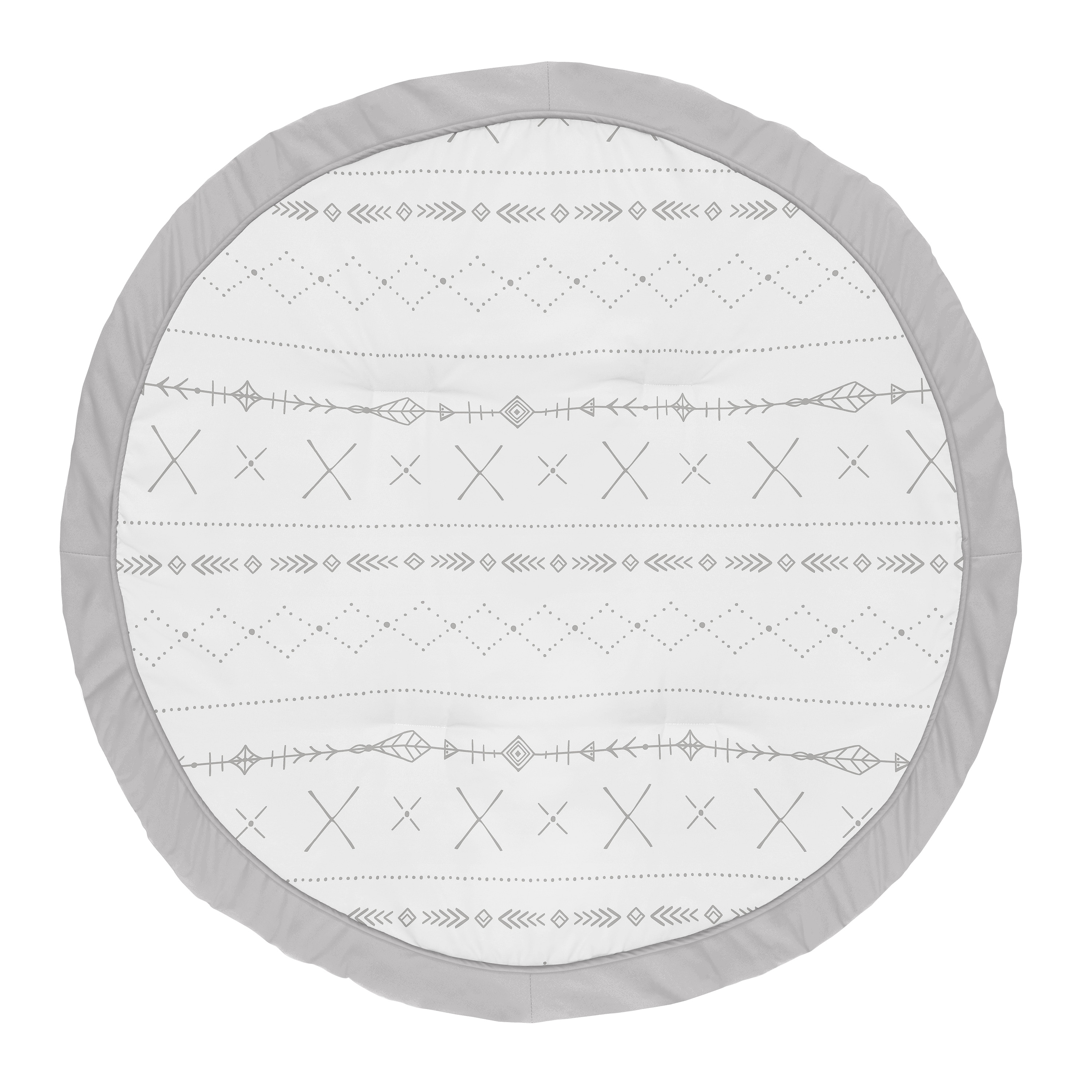 Grey Boho Collection Boy or Girl Baby Tummy Time Playmat - Gray and White Woodland Forest Tribal Arrow Unisex - Grey and White