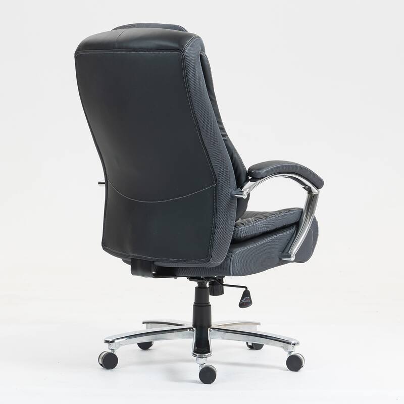 Modern PU Leather Executive Office Chair with High Backrest and Adjustable Height, for Home Offices - Black