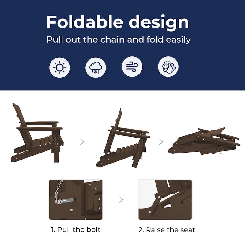 Outdoor HDPE Folding Classic Adirondack Chair All-Weather