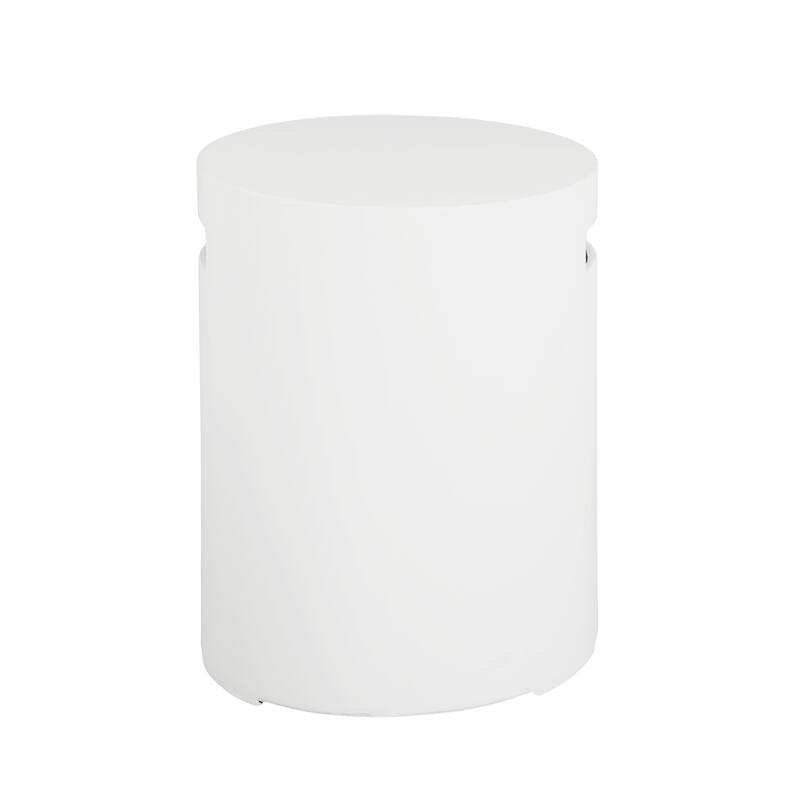 Christopher Knight Home - Trenton Outdoor Fire Pit and Side Table Set in Classic White with Lightweight Concrete Build