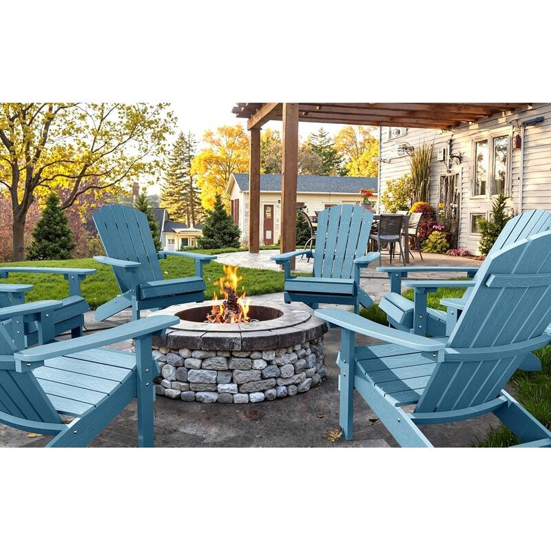 WINSOON All Weather HIPS Outdoor Plastic Adirondack Chairs Set of 2