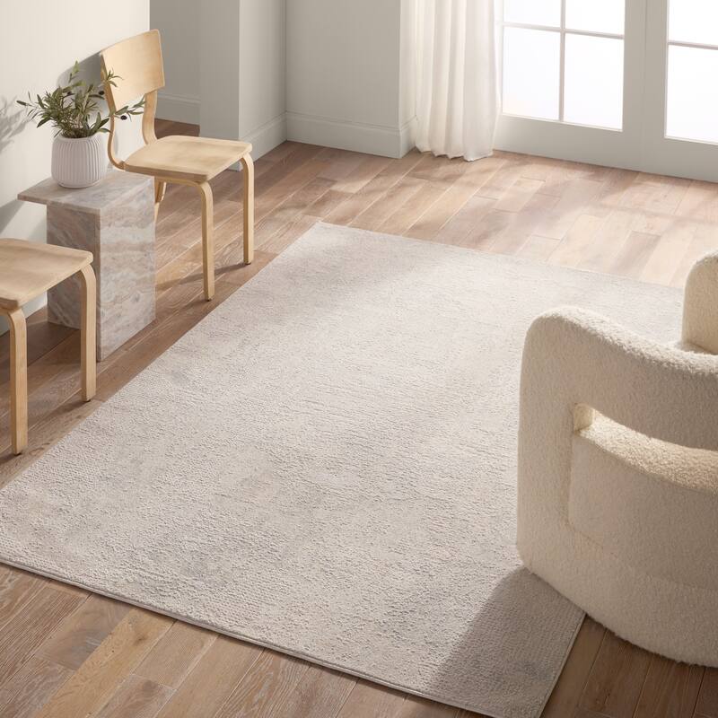Tatchi Abstract Gray/Cream Rug - 5' 3" x 7' 6" - Rectangle