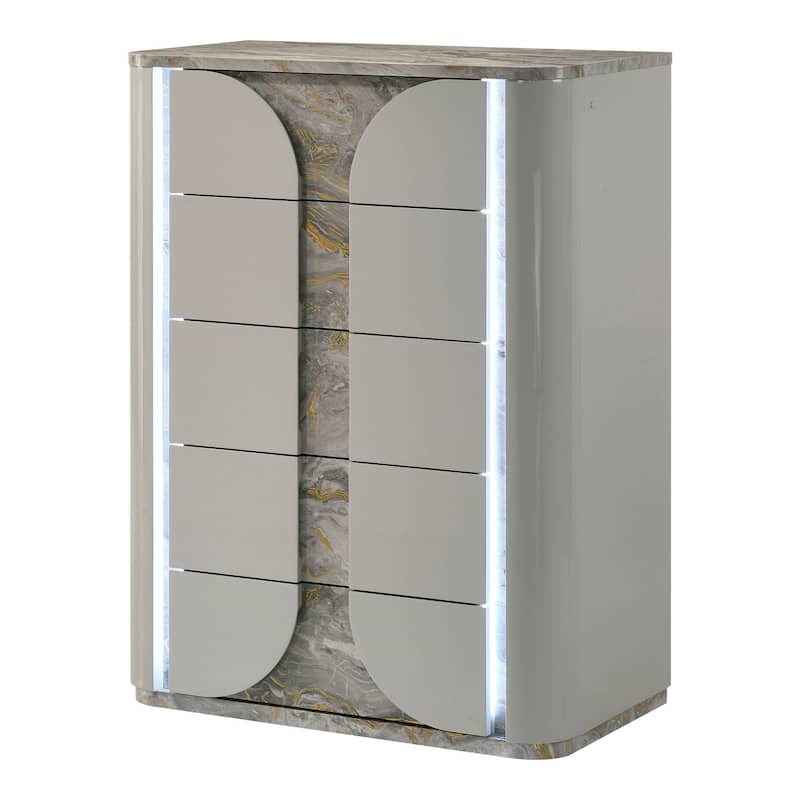 Furniture of America Sherri Modern 3-Piece Light Grey Solid Wood Kids Platform Bedroom Set with LED