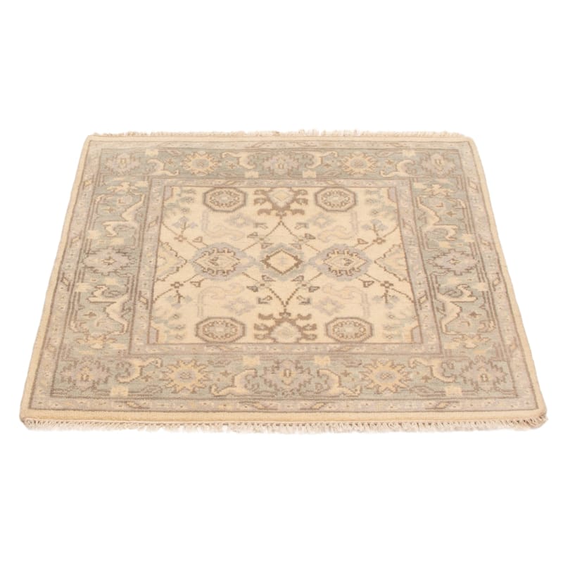 ECARPETGALLERY Hand-knotted Royal Oushak Ivory Wool Rug - 4'1 x 4'0