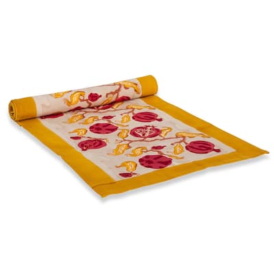 Pomegranate/ Yellow Cotton Table Runner