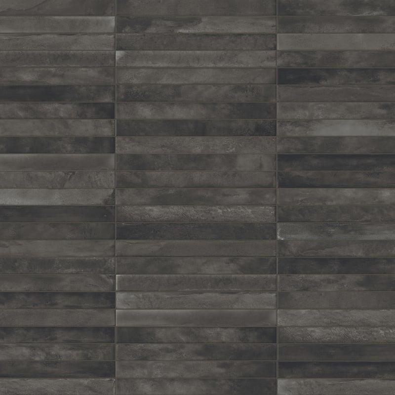 Merola Tile Sedona Charcoal 1-7/8" x 17-3/4" Porcelain Floor and Wall Tile