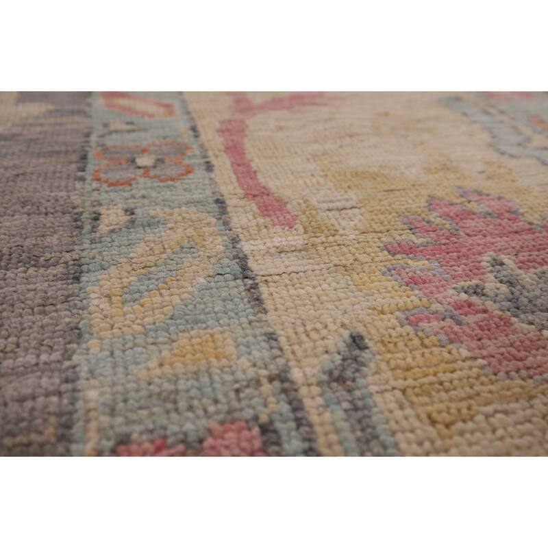 Vegetable Dye Oushak Area Rug Handmade Turkish Wool Carpet - 9'3" x 11'11"