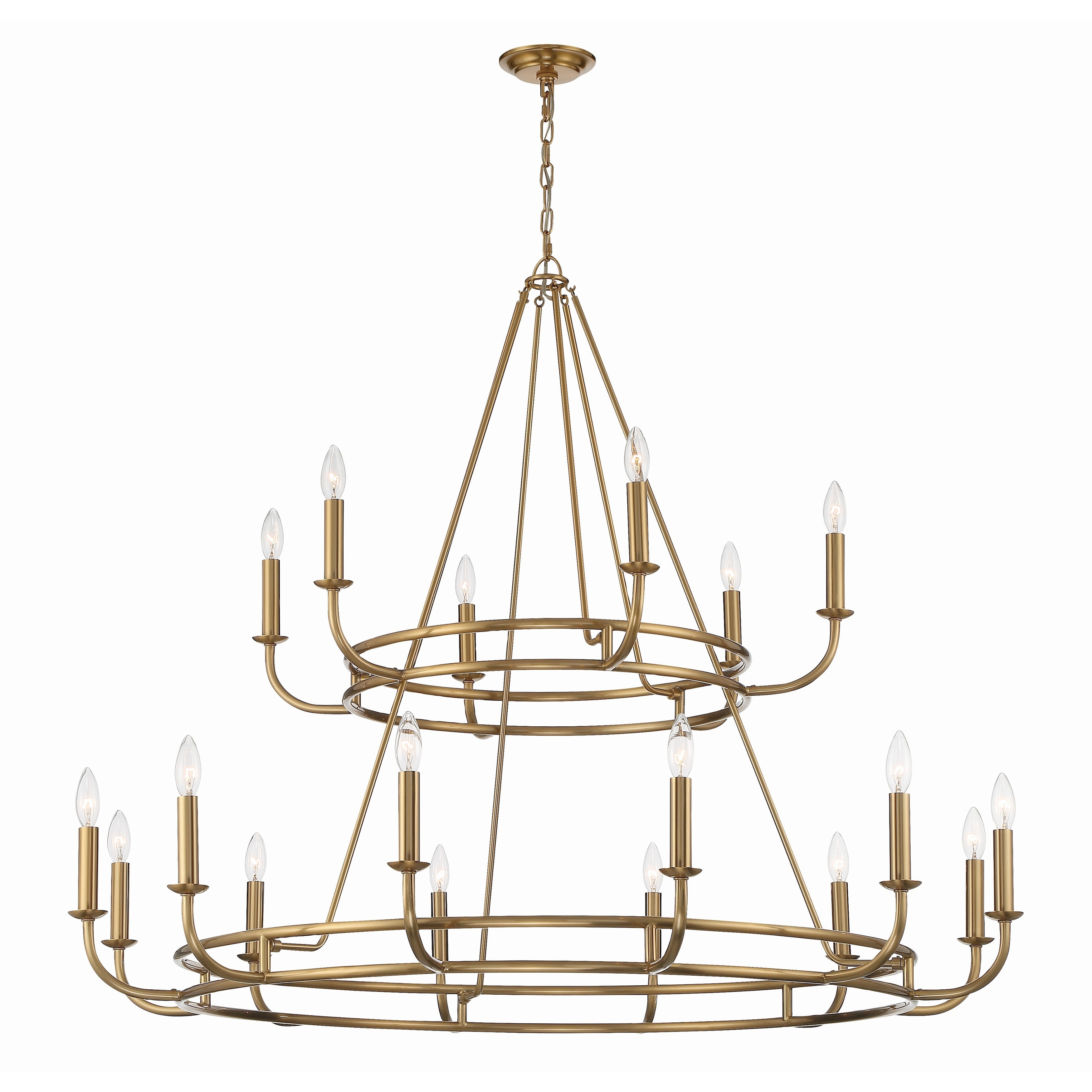 Bailey 18 Light Aged Brass Chandelier - 48"W x 39"H