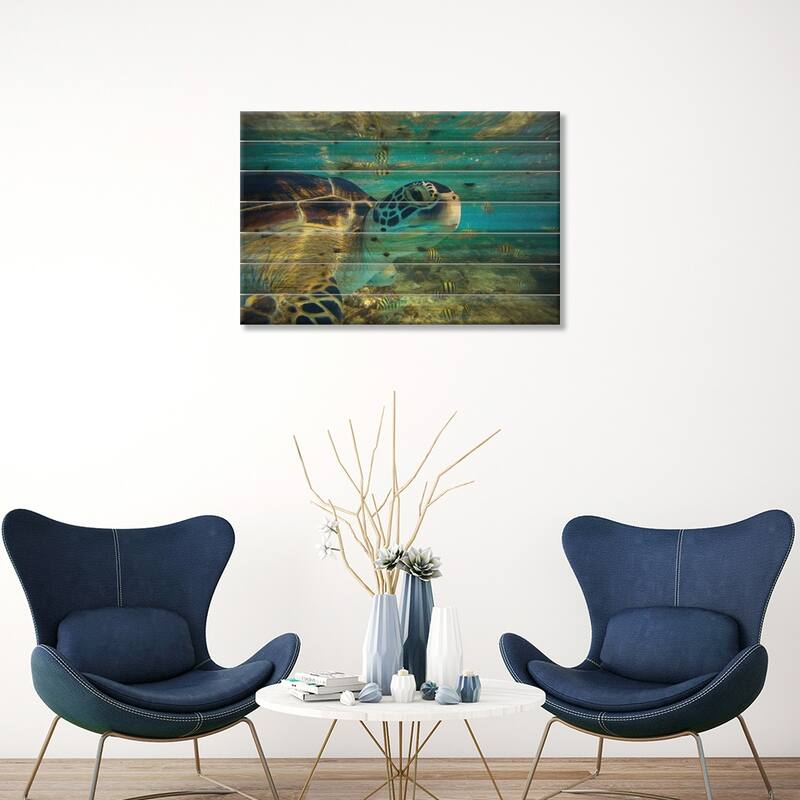 Green Sea Turtle, Balicasag Island, Philippines I Print On Wood by Tim Fitzharris - Multi-Color