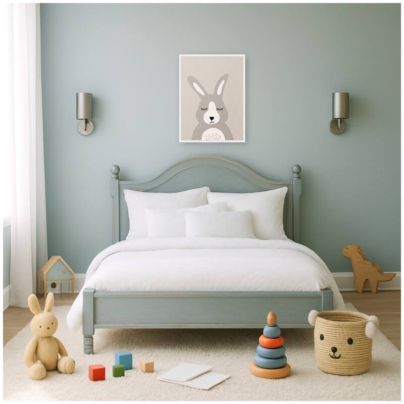 Kate and Laurel Bunny by July Art Prints Framed Canvas Wall Art Print