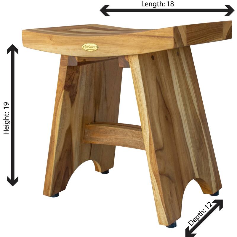 EcoDecors Serenity EarthyTeak 18" Teak Wood Shower Bench