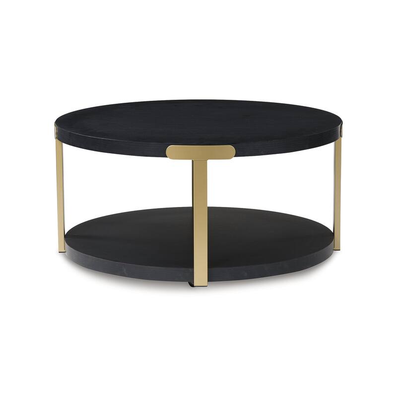 Signature Design by Ashley Shylore Black/Gold Table (Set of 3) - 37"W x 37"D x 18"H