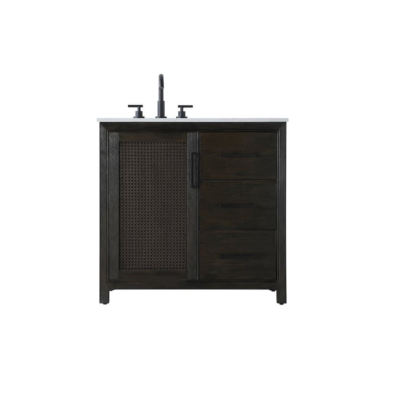 Elegant Lighting VF29536 Alina 36" Free Standing Single Basin Vanity - Chocolate Oak - Oak Finish