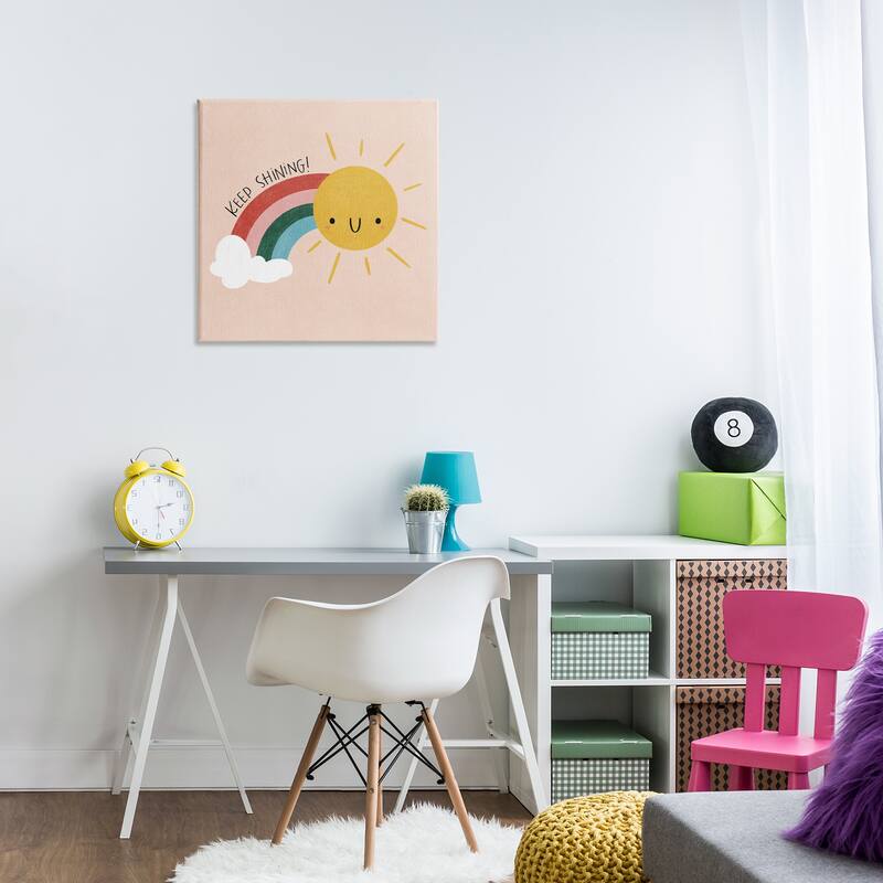 Stupell Keep Shining Inspirational Rainbow Canvas Wall Art Design By Sarah Hickman