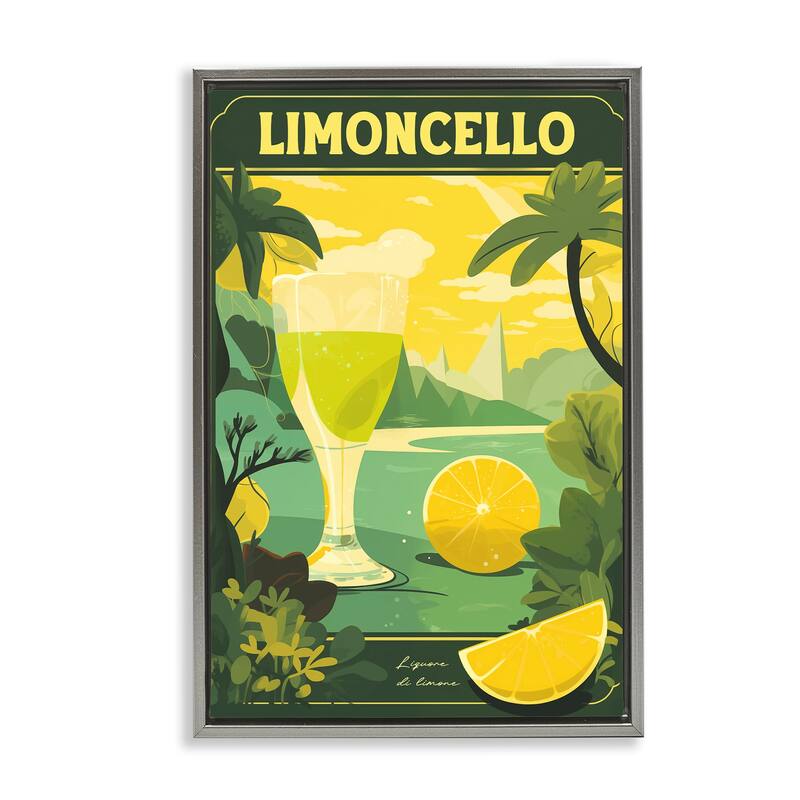 Stupell Lemon Cocktail in Tropical Scene Framed Floater Canvas Wall Art Design By Andreas Magnusson - 21 x 31 - Grey