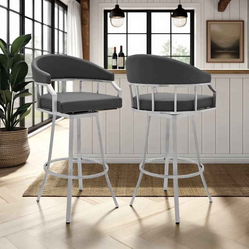 Palmdale Swivel Bar Stool, Upholstered Counter Height Chair with Metal Frame for Kitchen Island