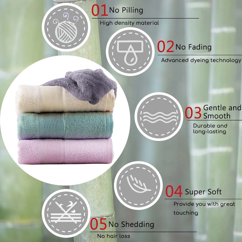 2 Piece Luxury Bamboo Towels Bath Towel Set (27"x54")