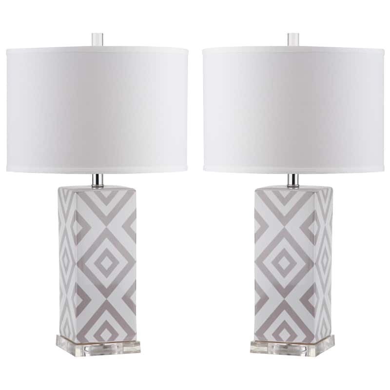 SAFAVIEH Lighting Anissa 27-inch Grey Diamonds Table Lamp (Set of 2) - 15"x15"x27" - 15Wx15Dx27H