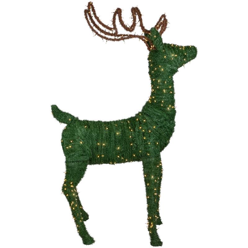 Lighted Standing Topiary Reindeer Christmas Decor 6.5' White LED - Green