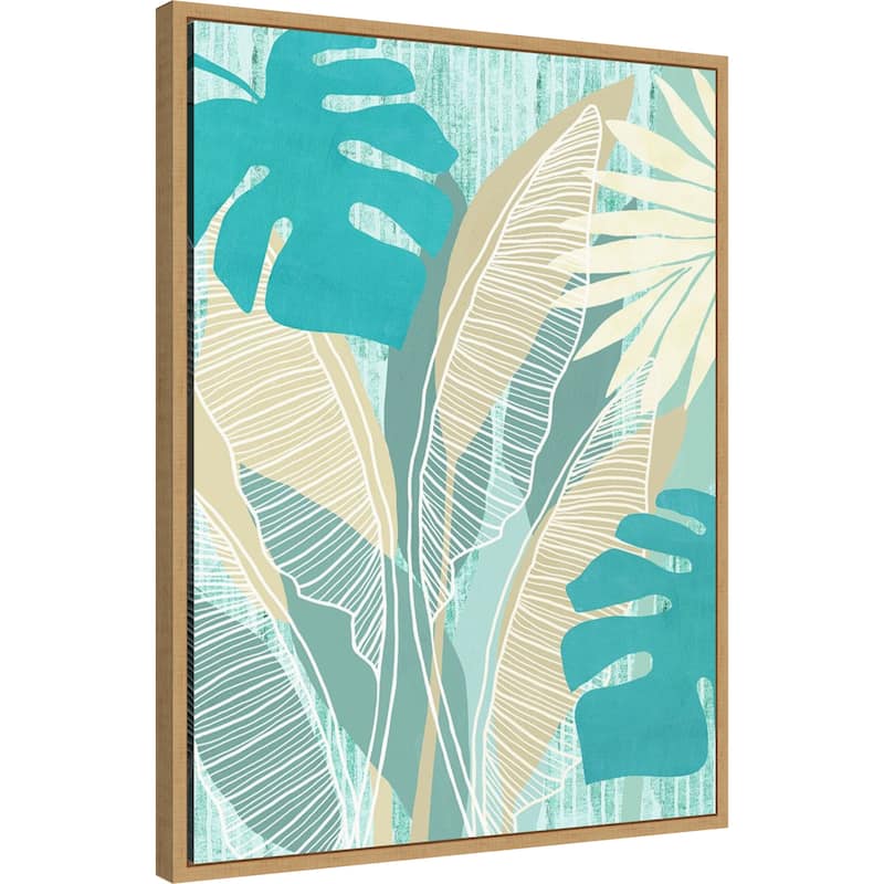 Amanti Art Aqua Tropical I by Flora Kouta Framed Canvas Wall Art Print - Sylvie Maple