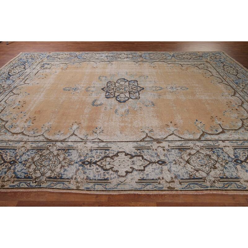 Geometric Kerman Persian Large Rug Handmade Wool Carpet - 9'7" x 13'11"