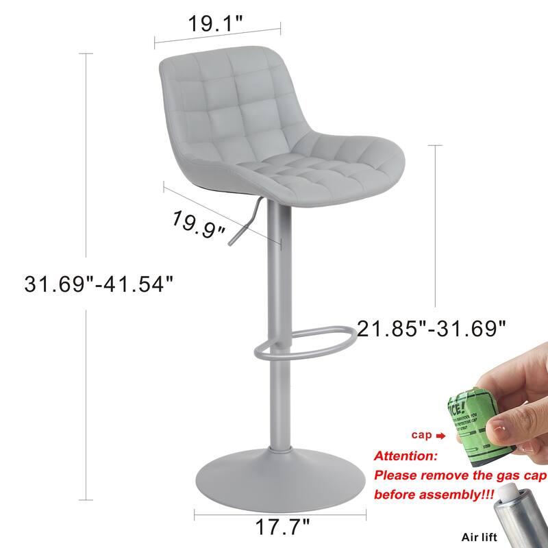 Modern Adjustable Swivel Bar Stools Counter Height Set of 2