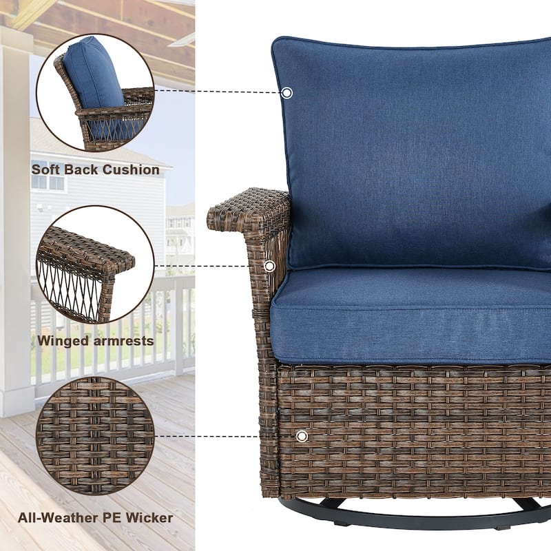 Gymojoy Patio Sectional Outdoor Sofa with Swivel Chair Table - Brown