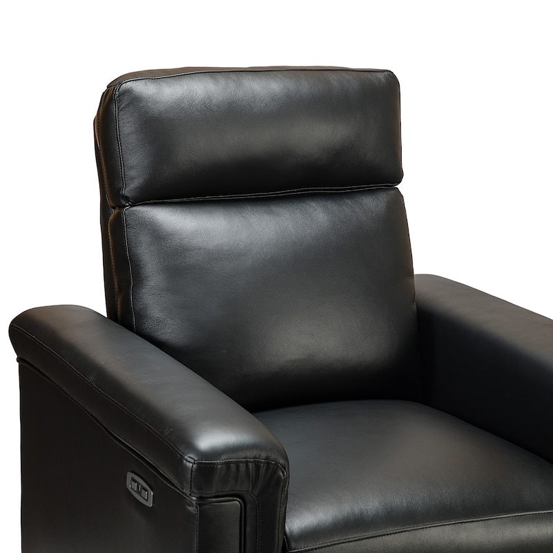 Alicia 34.65" Wide Contemporary Classic Genuine Leather Power Recliner With USB Port, Set of 2