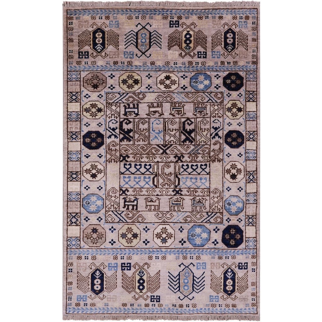Golden Nile Turkmen Ersari Hand Knotted Wool Rug - 3' 2" X 4' 11"