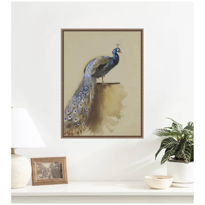 Kate and Laurel Peacock no date Archibald Thorburn by Nostalgia Prints Framed Canvas Wall Art Print