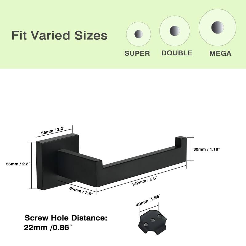 Wall Mount Toilet Paper Holder Bathroom Hardware - Satin Black