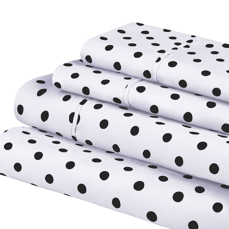 Superior Thread Count 600TC Cotton Blend Polka Dot Bed Sheet Set