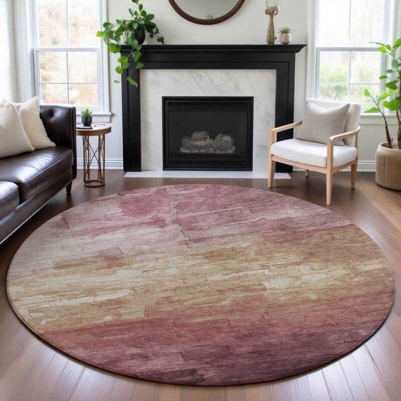 Premium Washable Super Soft Ombre Brushstrokes Mayfield Rug - Mauve - 8' x 8'