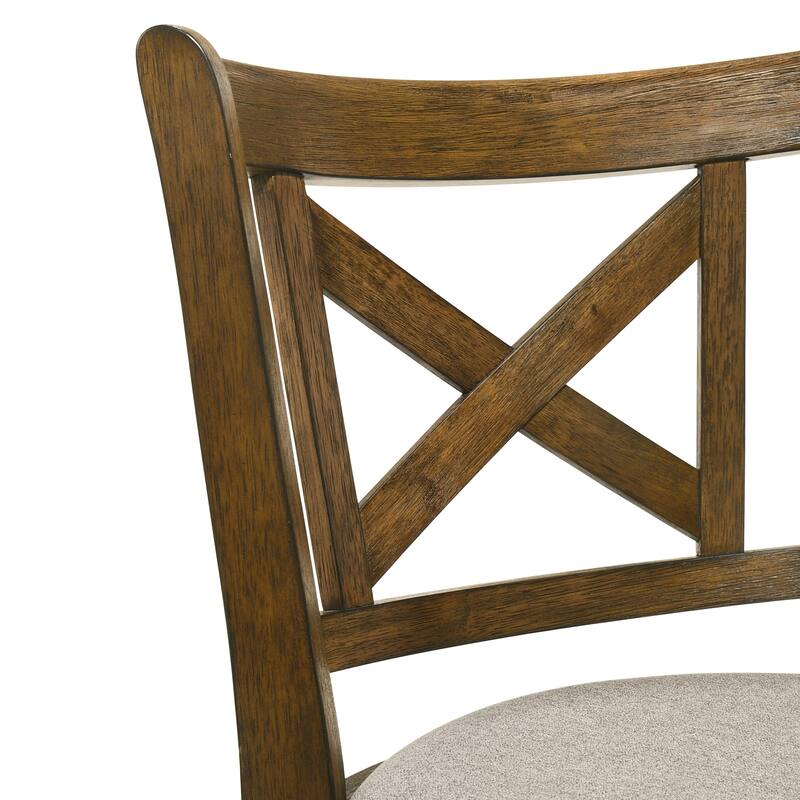 Kodi Modern Farmhouse Swivel Wood Counter Height Kitchen Bar Stool in Sepia Brown Finish with Fabric Upholstered Seat