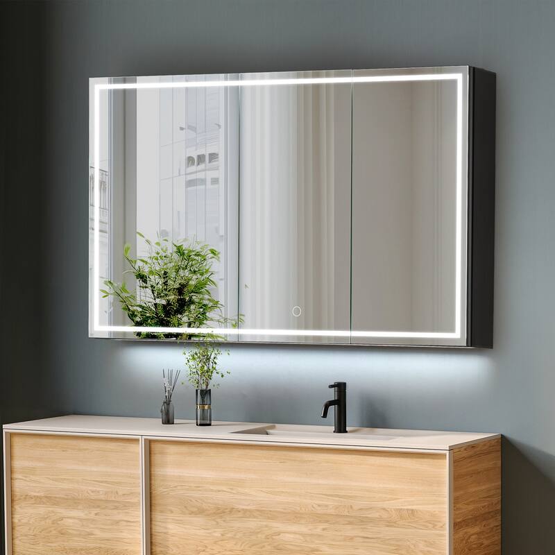 Hesili Rectangular Frameless LED Lighted Bathroom Mirror Medicine Cabinet