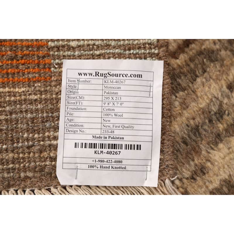 Geometric Moroccan Oriental Area Rug Handmade Wool Carpet - 7'0" x 9'8"