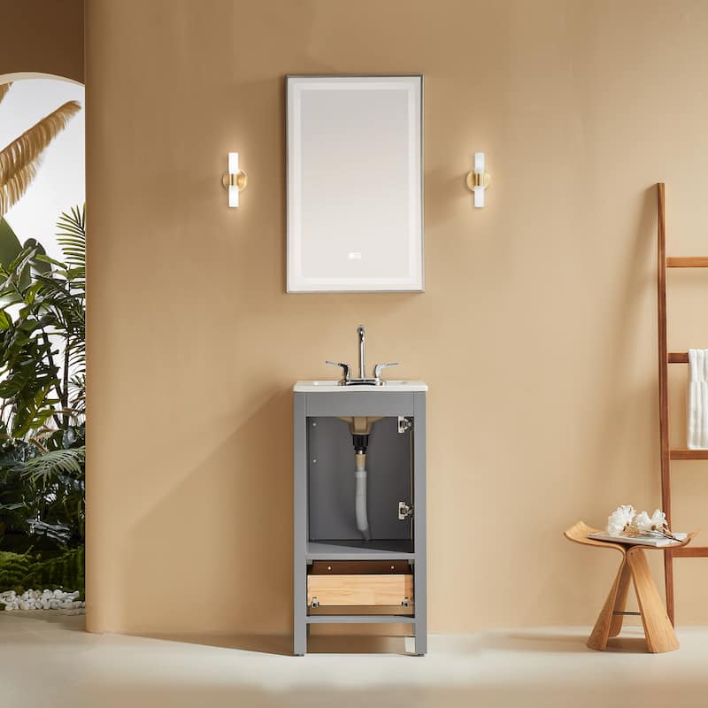 Fully Assembled 18" Freestanding Single Bathroom Vanity with Top