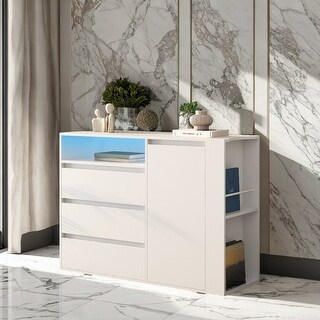 Modern 3-Drawers Storage Cabinet with LED Light - Bed Bath & Beyond ...