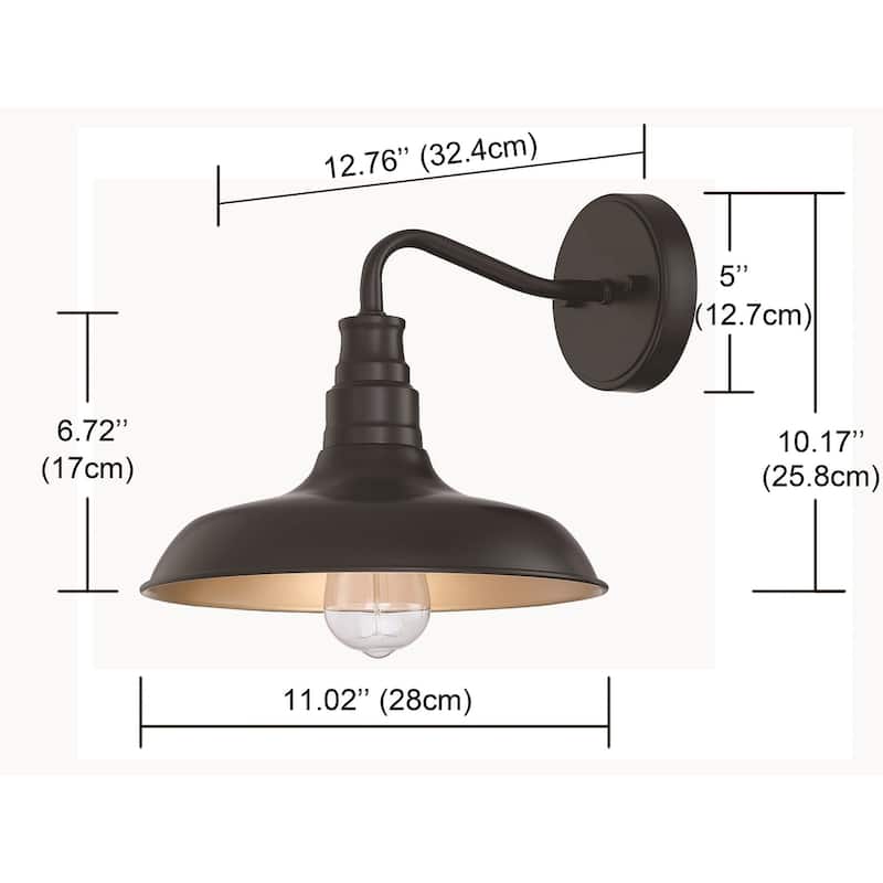 2PK 1-Light Outdoor Barn Light Gooseneck Wall Lantern - 11.02"x12.76"x10.17"
