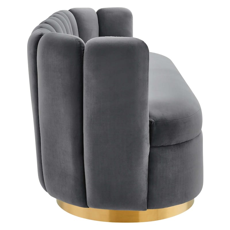 Victoria Channel Tufted Performance Velvet Sofa - Gray