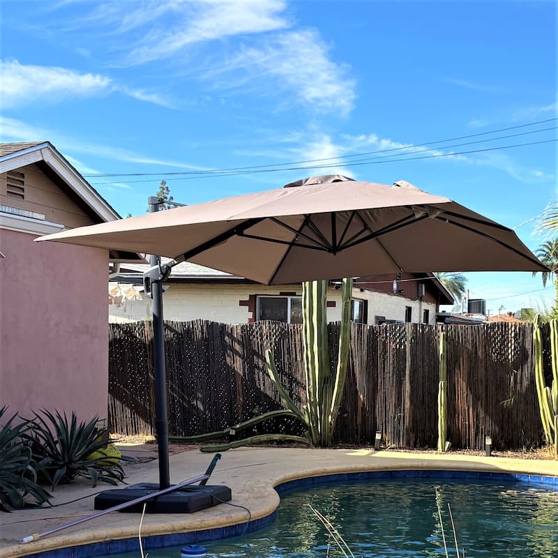 PURPLE LEAF 9 ft 360 Degree Rotation Patio Umbrella With Base