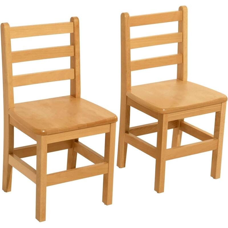 RRI Goods Ladderback Kids Chair, Classroom Seating Toddler Fully Assembled Beechwood Chair Set of 2 - Seat Height - 18"