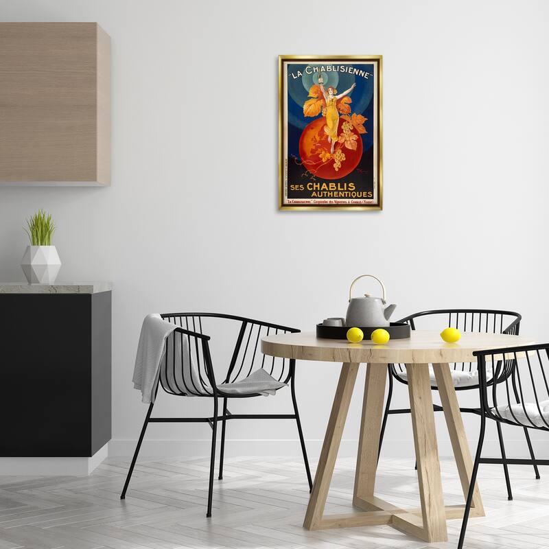 Stupell Vintage Champagne Advertisement Framed Floater Canvas Wall Art Design By Marcus Jules