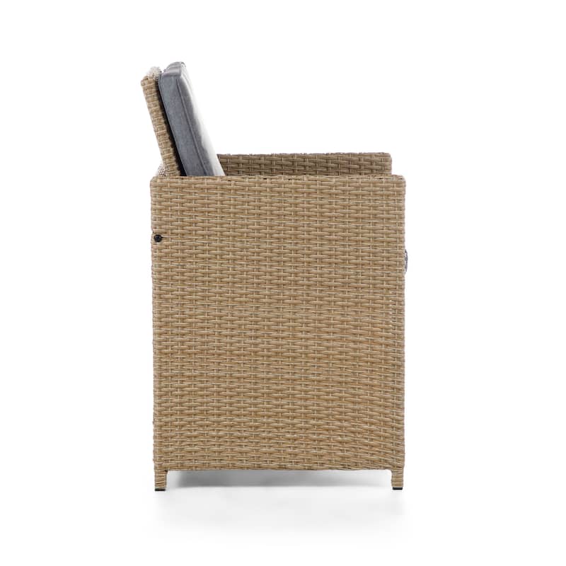 Liyana Transitional Compact Wicker and Glass 11-Piece Outdoor Dining Set by M&L Co.